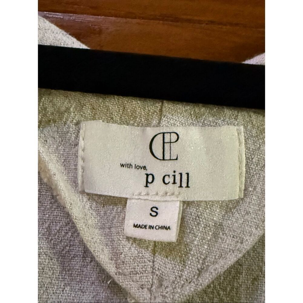 P Cill Linen Blend Beige Shift Dress Oversized Minimalist Small - Picture 11 of 12
